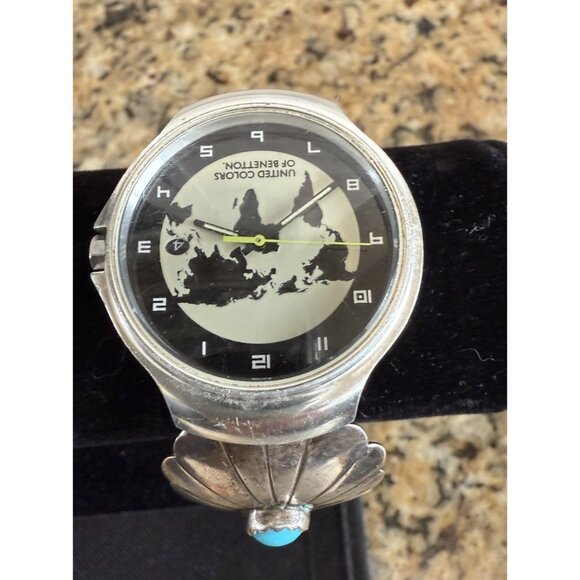 Native American Sterling Silver Turquoise Watch Band Signed JW Camel Watch Face - Picture 1 of 10